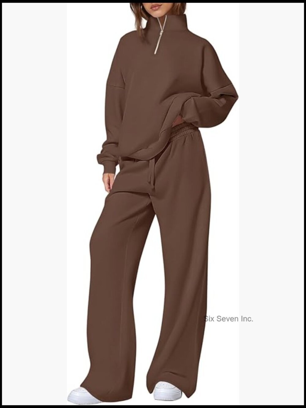 Two Piece Sets Quarter Zip Sweatshirt Straight Leg Pants Tracksuit